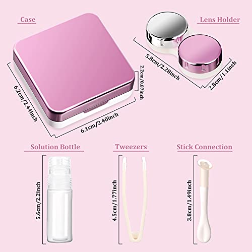 2 Pièces Mini Étui de Lentilles de Contact de Voyage avec Miroir Conteneur de Lentilles de Contact Portable Kit de Voyage Étui à Lentilles de Contact Simple avec Capuchons L et R Rose et Or - Image 3