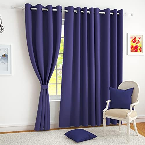 Story@Home 100% Tru Blackout Window Curtains 5 Feet Set of 2, Violet | Thermal Insulated Room Darkening Blackout Curtains F…