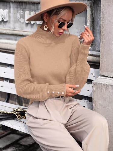 Image of Upopby Women's Fall Winter Turtleneck Sweaters Knitted Pullover Sweater Top