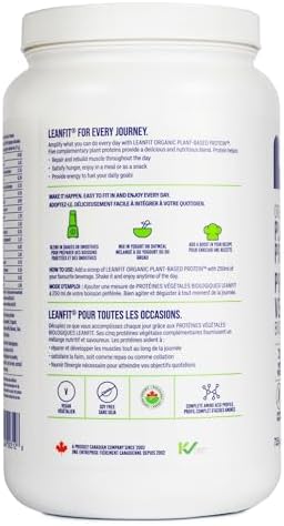 LEANFIT ORGANIC PLANT-BASED PROTEIN, Natural Chocolate - Vegan, Soy Free, Gluten Free, Dairy Free, Sugar Free - 21g Protein, 19 Servings, 715g Tub - 2