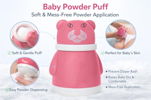 Image of Baby Skin Care Powder Talcum Puff Case Cum Container Box Reusable Refillable for Toddlers Kids and Infants for Baby Body And Face Grooming BPA Free (Assorted Colours)(PATTERN 101)