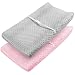 Changing Pad Covers Baby Girls Boys Ultra Soft Stretchy Premium Changing Table Pad Covers for Girls and Boys Breathable Comfortable Diaper Changing Pad Covers - 2 Packs,Pink and Grey