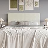 HOME DESIGN Hazard Upholstered Headboard Queen with Clean-Lined Design & Foam Padding, Modern Faux Leather Panel, Easy Installation, Metallic White