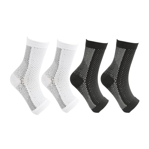 Calcetines ortopédicos de compresión, 4 pares de calcetines de compresión, soporte para el tobillo, calcetines ortopédicos, calcetines de compresión para hombre y mujer (L/XL), Negro , Talla única