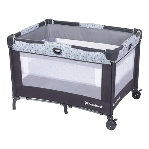 Baby Trend Nursery Den Playard with with Rocking Cradle, Snooze Pod, Flip Over Changer, Pebble Stone Grey - image 4