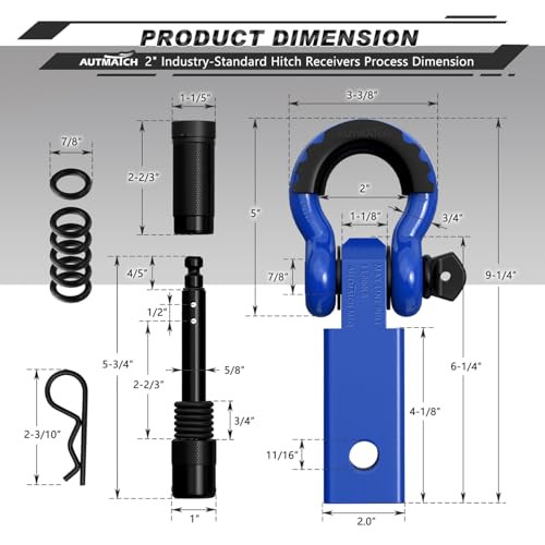 image for AUTMATCH Shackle Hitch Receiver 2 Inch - 3/4