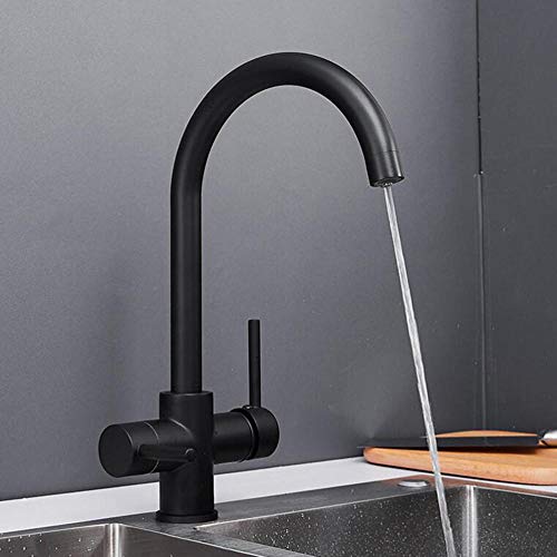Miniatura 5 de Grifo De Cocina 3 Vías Ósmosis Caliente Y Frío Filtro 3 En 1 Grifo Para Fregadero Giratorio 360 Orificio Único Grifo Fregadero Cocina Negro