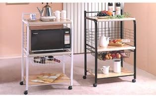 3 Tier Rolling Microwave Serving Cart/Organizer in Black