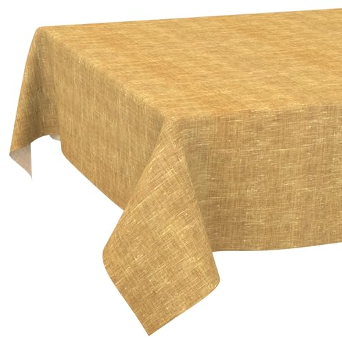 Tischdecke abwaschbar Tischtuch Tafeldecke Tischwäsche Leinen Baumwolle Leinenoptik Wasserdicht Leicht zu pflegen Fleckenschutz 100x140cm Senf