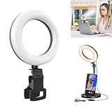 Amcuke リングライト スタンド付き, デスクリングライトクリップ付きアップグレード版 10W 3000K-6500K 旅行用 撮影用ライト 自撮りライト女優ライト 360度回転可能 USB給電 (Black) (Black)