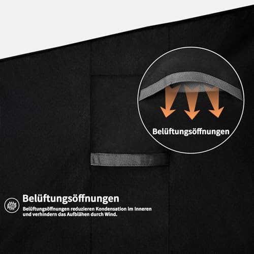 Dokon 2 Sitzer Gartenbank Abdeckung mit Belüftungsöffnungen Wasserdicht Winddicht UV-Beständiges Robustes Oxford-Gewebe Schutzhülle für Gartenbank, Gartensofa (134x66x63/89cm) - Schwarz