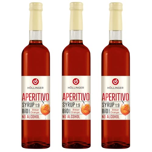 Höllinger Bio Cocktailsirup Aperitivo - Vegan 3x500ml Glas Flasche - alkoholfreier Cocktail