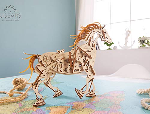 Ugears Models 3-D Wooden Puzzle - Mechanical Horse Mechanoid #TOP2