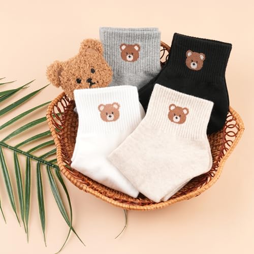 Image of Womens Cotton Crew & Ankle Socks, Cute Smiley Face Funny Character Size 6-9