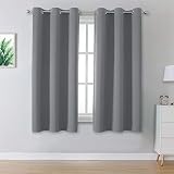 Picture of DUALIFE Grey Blackout Curtains for Bedroom 2 Panels Set Thermal Insulated Grommet Top Draperies and Drapes for Basement (Gray, W34 x L45 Inch)