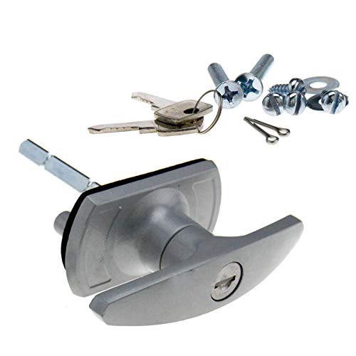 Cerradura de puerta de garaje con mango en T de 18 mm, con espiga cuadrada compatible con Henderson, color plateado