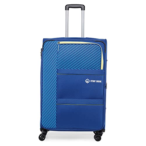 Stony Brook by Nasher Miles Stream Soft-Sided Polyester Check-in Luggage Blue 28 inch |75cm Trolley Bag