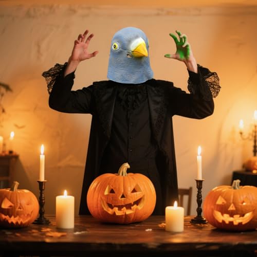 Jcasbdn Taube Maske Latex Vollkopf Vogelmaske mit Luftlöchern Taube Halloween Kostüme für Halloween Kostümparty Cosplay