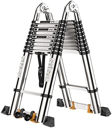 Telescoping Telescopic extension portable – Collap Telescoping Ladders 30 FT Aluminum Telescoping Ladder, One-Button Retraction Extension Ladder, Collapsible Ladder with Spring Loaded Locking Mechanis