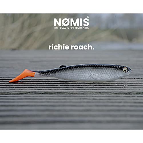 NØMIS Gummifische Richie Roach | Gummifisch Set 5er x 10 cm | Angelzubehör | Gummifische Set Hecht Zander Dorsch u. Norwegen Angeln | Angelköder | Gummiköder | Barsch