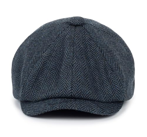 Boné infantil de lã para meninos - Boina plana vintage de tweed chapéu de taxista para meninos e men
