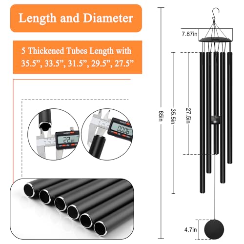 Large Wind Chimes for Outside Deep Tone, 65" Deep Tone Wind Chimes for Outside Porch Garden Patio Balcony Memorial Room Decor, Memorial Sympathy Gift for Loss of Loved One