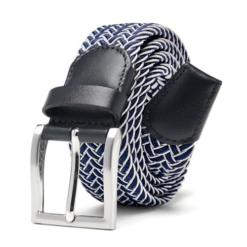 Image of Men's Stretch Braided Elastic Woven Canvas Golf Belt, multicolor,1 3 /8 inch
