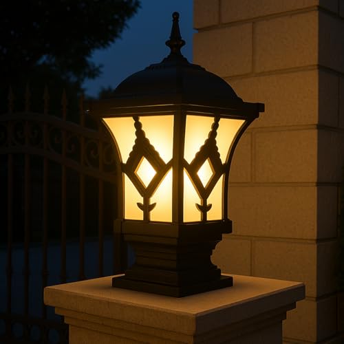 Image of GIGAWATTS ‎BARFI Outdoor Gate Light - 101% Rust & Waterproof Die-Casting Aluminium Exterior Piller Lamp Base Mount for Garden, Boundary Walls & Home Entrances (B22 Holder, Bulb Not Included, Black)