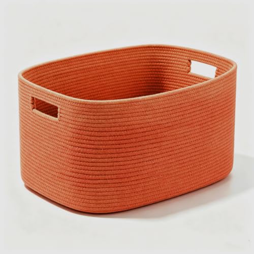 Image of 22.8GAL Extra Large Collapsible Laundry Basket for Dirty Clothes,Shoes, Sturdy Portable Aesthetic Boho Heavy Duty Wicker Hamper for Living Room Thow Pillows Blankets Storage Organizer,Terracotta