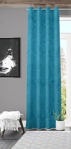Image of Window Curtain 5 Feet Long for Living Room - Window Curtain Set of 1 Pcs Panel, Velvet Blackout & Stylish Parda for Home Decor & Office 4 Feet X 5 Feet (48 Inch X 60 Inch) - 1 Pcs Aqua Colour