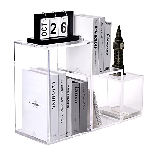 Sanrui Bookcase Set Of 3 Acrylic Cube Display Risers,Open Bookshelves For Home Office,Transparent #TOP24