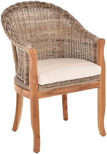 korb.outlet Rattan-Sessel mit Holzbeinen, Sessel aus echtem Rattan -...