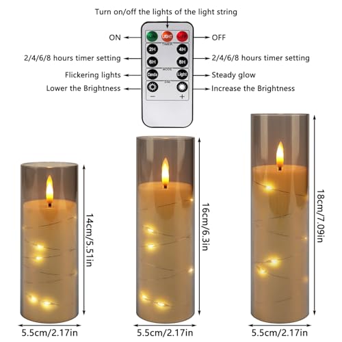 Image of YOROXRG 24 Pack Halloween Decoration Flickering Flameless Candles, Battery Operated LED Candles for New Year, Home Decor, Parties, Wedding,Christmas(D2.2 x H 5 inch 6 inch 7 inch) Grey