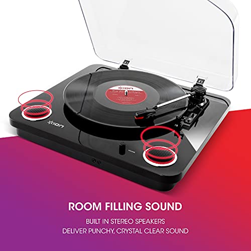 Ion Audio Max Lp Black |Three Speed Vinyl Conversion Turntable With Stereo Speakers, Usb Output To Convert Vinyl Records To Digital Files And Standard Rca & Headphone Outputs #TOP3