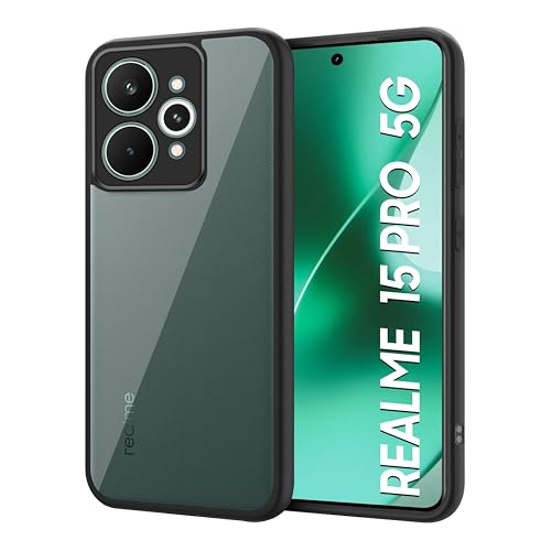 Image of CEDO Backcover for Realme 15 Pro (5G) | Camera Protection Bump Shockproof Edge | Ultra Hybrid Transparent Acrylic Clear TPU+PC Hard Backcase Cover (Black)