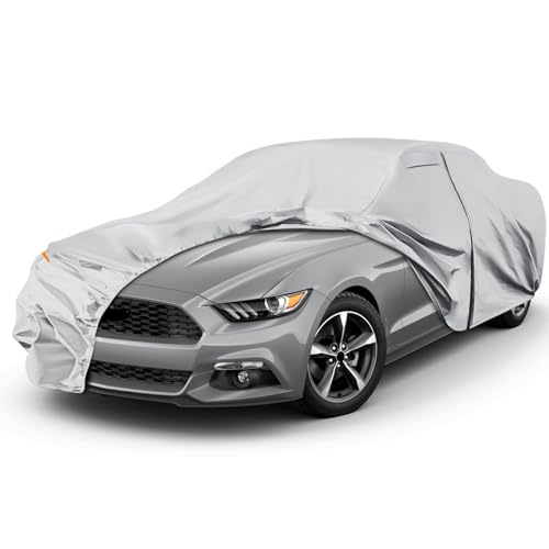 Housse de protection pour voiture imperméable Ford Mustang 2005-2025 Housse de couverture hivernale et estivale pour toutes les saisons Fermeture éclair, anti-vent, gris