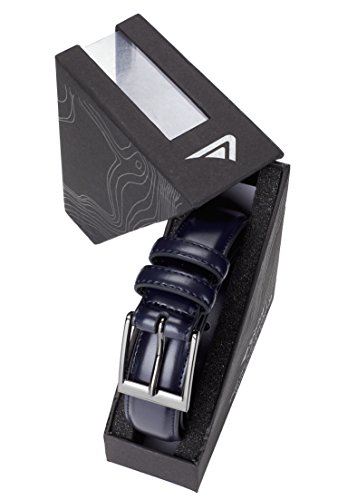 Sportoli Men's Classic Stitched Genuine Leather Uniform Dress Buckle Belt - Navy - Size 54 (Waist 52)