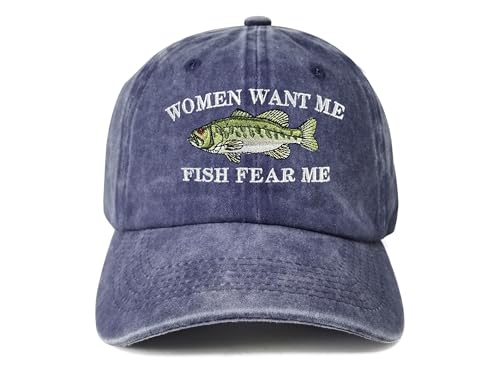 Enodtter Women Want Me Fish Fear Me Embroidered Vintage Dad Hat for Men