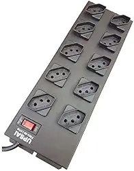 Filtro De Linha Régua Extensão 10 Tomadas Espaçadas Cabo 3 metros Preto Metálico Circuit Breaker Upsai