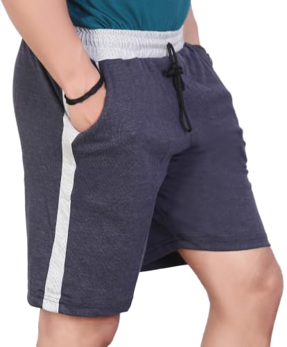Image of Particle Men's Plus Size Big Size Bermuda Shorts | 230 GSM Ribbed Cotton Half Pant for Men with Deep Side Pockets | Sizes XL-5XL (34-52 Inch Waist)