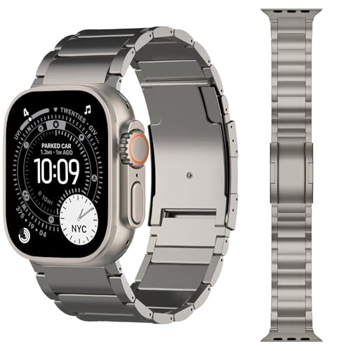 Pulsera Metal Titanio Compatible con Apple Watch Correa Ultra 3/2/1 49mm 46mm 45mm 44mm Mujeres Hombres, Correas de Lujo Ajustable Resistente a Rayaduras para iWatch Series 11 10 SE 9 8 7 6 5 4