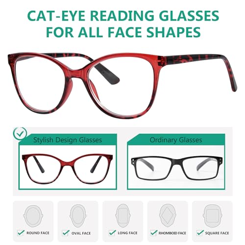 Image of Eyekepper 4 Pack Oversized Reading Glasses - Cat Eye Design Readers for Women Reading +2.75