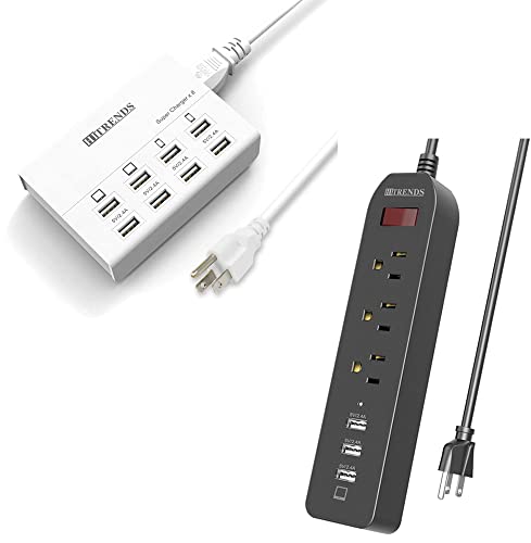 Usb Charger, Hitrends 8 Ports Charging Station 60W/12A Multi Port Usb Charging Hub & Power Strip Surge Protector 3 Ac Outlets With 3 Usb Ports #TOP18