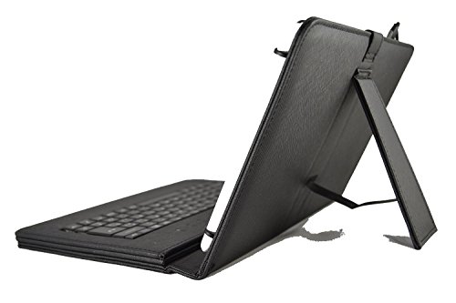 Theoutlettablet® Fall ze zdejmowaną klawiaturą w hiszpańskim (włącznie) do Bq Aquaris M10 / Edison 3 Bq/Wolder Mitab 10.1"/ Woxter 10.1" / Samsung Tab 9.7"/ Samsung Galaxy Tab 10.1" - kolor czarny