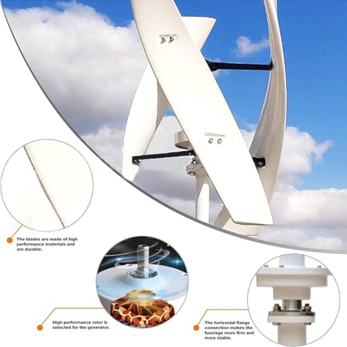 Pionowy generator wiatru 10 000 W z łopatkami spiralnymi 89 cm i kontrolerem - magnetyczny domowy do ładowania baterii i zasilania poza siecią