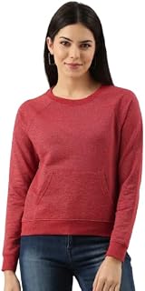 ARISE BY BEROE Women's Crew Neck Sweatshirt Full Raglan Sleeves with Kangaroo Pocket Price In India