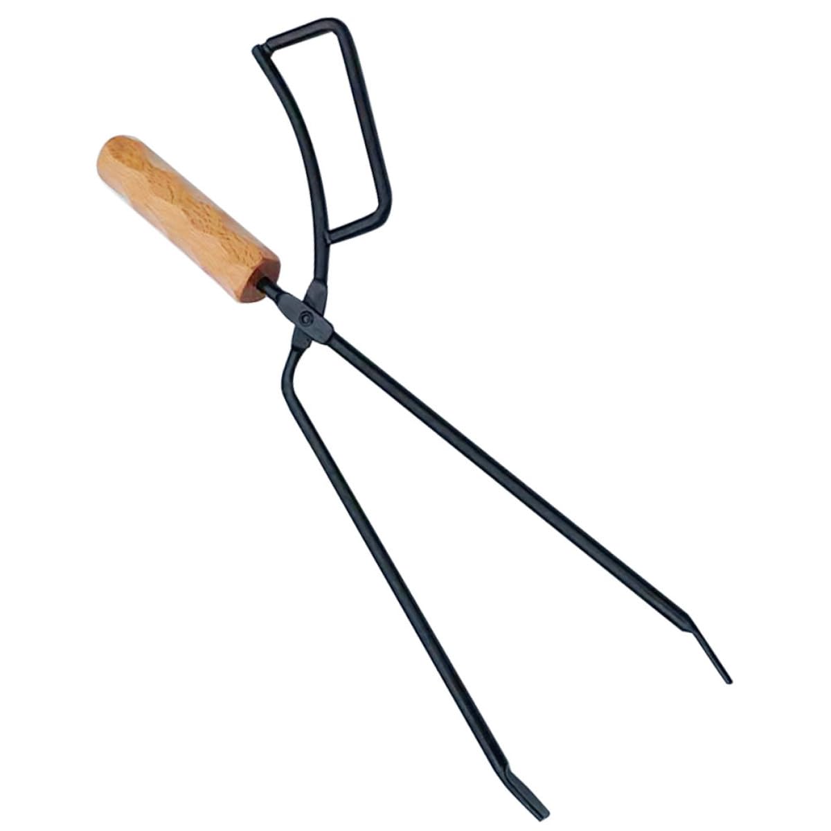 KICHOUSE Pinza per Barbecue in Ferro e Legno Manici Spessi, Pinza Allungata per Carbonella per Campeggio e Picnic, Resistente e Antiscottatura