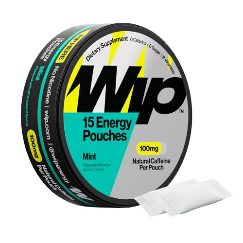 Image of Wip Energy Pouches | 100mg Natural Caffeine | Vitamins and Minerals | Mint | 15 Pouches Per Can | 1 Can