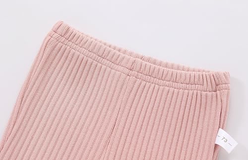 2 Pack Baby Girl Flare Pants Toddler Ribbed Bell Bottoms Solid Pants Kids Fall Winter Outfits4