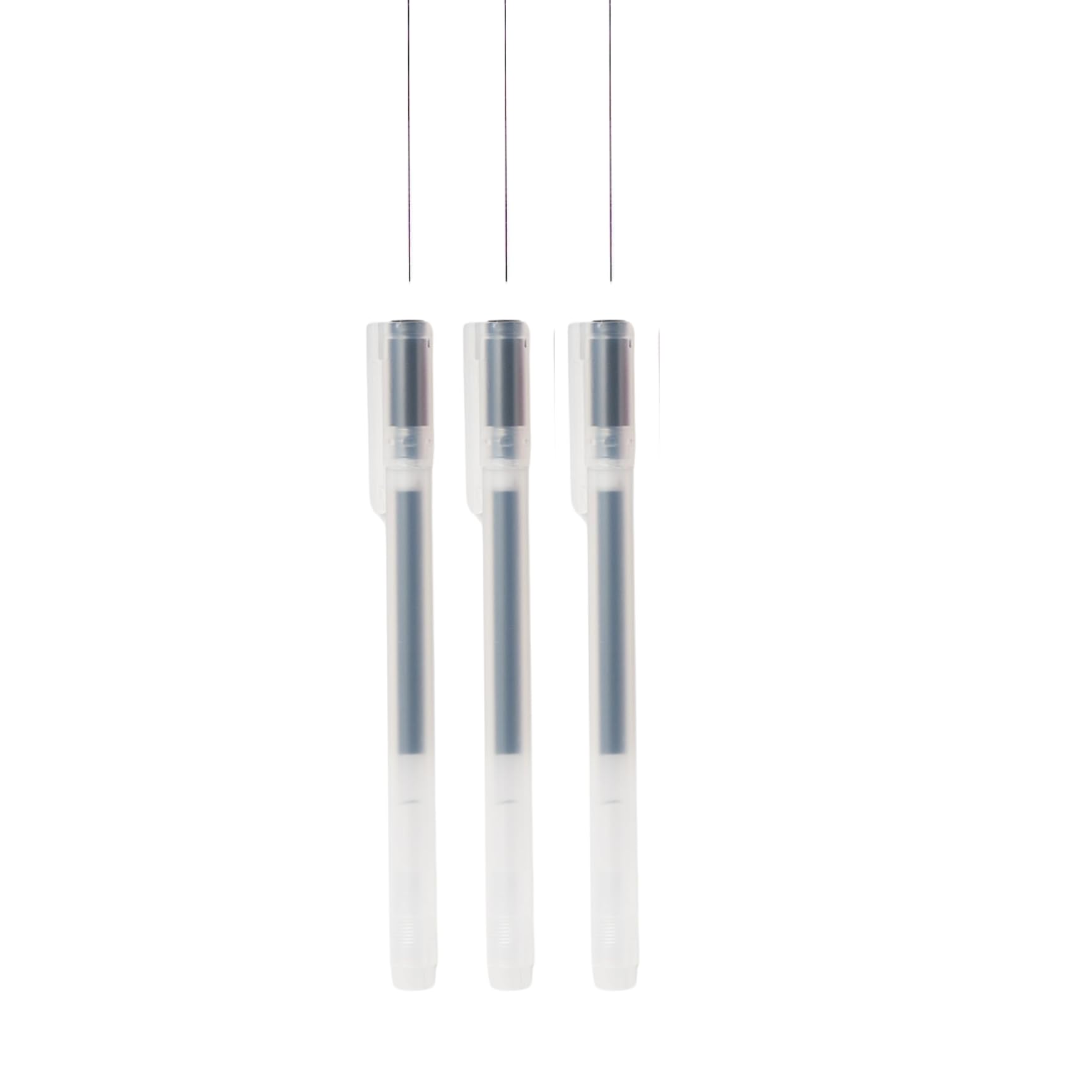 MUJI Gel Ink Pens, 0.38mm/0.5mm Tip, Cap-Style, Set of 3. (Black, 0.38mm)